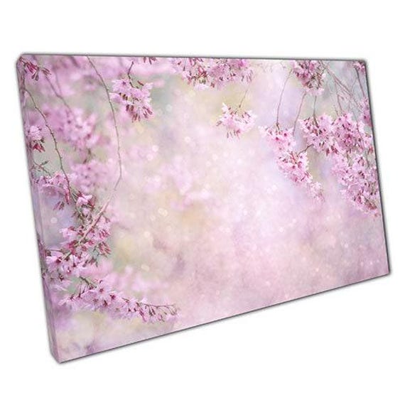 Cherry Blossom Canvas Art Soft Focus Wall Print Ready To Hang Home Office Decor - image 1