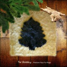 Faux Fur Christmas Tree Skirt Rug - Shag Accent Rug, Log Cabin Decor - thumbnail 2