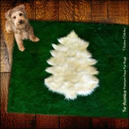 Faux Fur Christmas Tree Skirt Rug - Shag Accent Rug, Log Cabin Decor - thumbnail 1