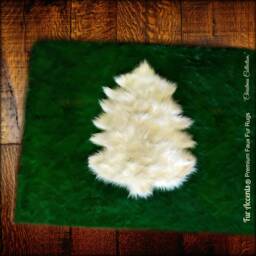 Faux Fur Christmas Tree Skirt Rug - Shag Accent Rug, Log Cabin Decor - thumbnail 3