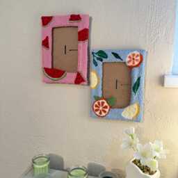Handmade Punch Needle Picture Frame - Home Decor 4x6 Wall Art Tufted Photo Cute Hanging Gift - thumbnail 4