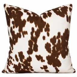 Faux Cowhide Pillow Cover, Brown Cow Print Pillow, Western Ranch Decor, Animal Cushion