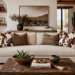 Faux Cowhide Pillow Cover, Brown Cow Print Pillow, Western Ranch Decor, Animal Cushion - thumbnail 3