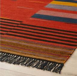 5x7, 6x9, 8x10, 9x12 Beautiful Indian Red Cotton Kilim Rugs, Navajo Area Rug, Dhurrie, Bohemian Colorful Carpets, Large Rugs - thumbnail 1