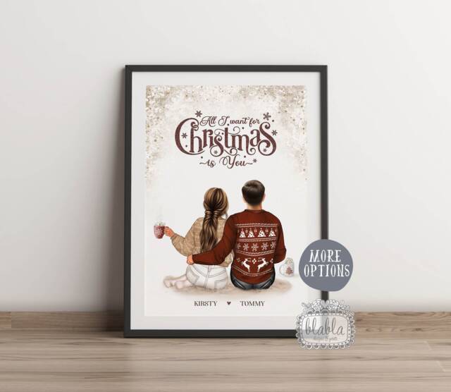 Couple Christmas Gift, Personalised Print, You & Me Gift For Girlfriend, Boyfriend, Custom Poster - image 1
