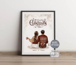 Couple Christmas Gift, Personalised Print, You & Me Gift For Girlfriend, Boyfriend, Custom Poster - thumbnail 1