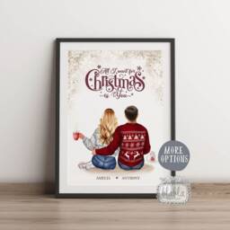 Couple Christmas Gift, Personalised Print, You & Me Gift For Girlfriend, Boyfriend, Custom Poster - thumbnail 2