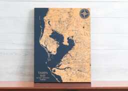 Tampa Bay, Florida Map - Engraved Wood Coastal Wall Art Sign, Beach House Home Decor Nautical Print, Unique Personalized Family Gift - thumbnail 1