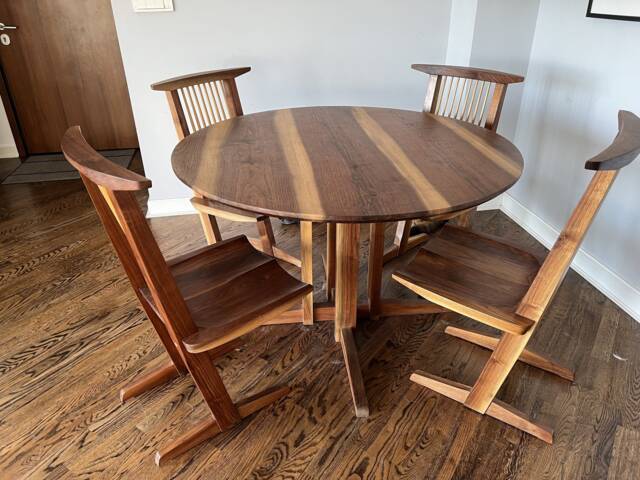 Nakashima Style Dining Table, Chairs, Japanese Chairs - image 1