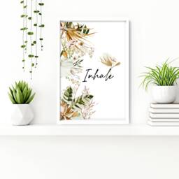 Bohemian Bathroom Decor Set Of 2 Framed Wall Art Prints For Toilet, Botanical Spa Walls, Inhale Exhale Relaxation Gift Women - thumbnail 3