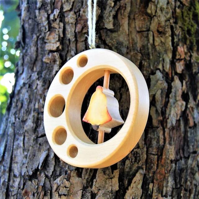 Spinning Wooden Bell Wall Window Decoration Ornament - image 1