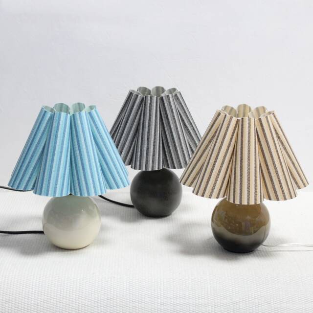 Handmade Fabric Pleated Table Lamp, Ceramic Base - image 1