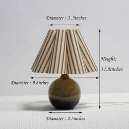 Handmade Fabric Pleated Table Lamp, Ceramic Base - thumbnail 3