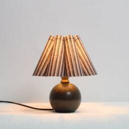 Handmade Fabric Pleated Table Lamp, Ceramic Base - thumbnail 4