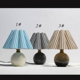 Handmade Fabric Pleated Table Lamp, Ceramic Base - thumbnail 2
