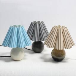 Handmade Fabric Pleated Table Lamp, Ceramic Base