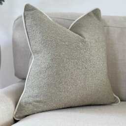 Sage Green Boucle Cushion Cover - Custom Throw Pillow - thumbnail 4