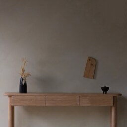 Konk ??? Huki Desk [Prime Oak] Bespoke Sizes Available Minimal Rounded Solid Wood With Drawers, Shallow Dressing Table Storage - thumbnail 2