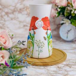 Handmade Decoupage Poppy Flower Glass Vase, Home Decor Gift - thumbnail 3