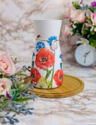 Handmade Decoupage Poppy Flower Glass Vase, Home Decor Gift - thumbnail 1