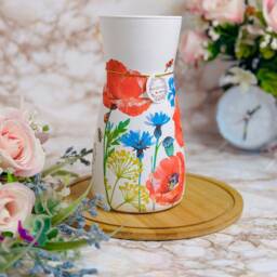Handmade Decoupage Poppy Flower Glass Vase, Home Decor Gift - thumbnail 2