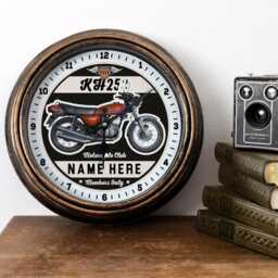 Personalised Motorbike Wall Clock Custom Kawasaki Kh250 Red Motorcycle Kitchen Home Decor Biker Housewarming Birthday Gift Embc21 - thumbnail 3