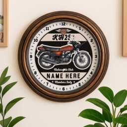 Personalised Motorbike Wall Clock Custom Kawasaki Kh250 Red Motorcycle Kitchen Home Decor Biker Housewarming Birthday Gift Embc21