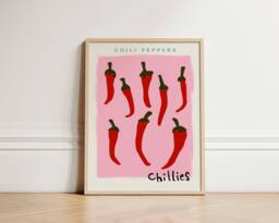 Chili Peppers Print, Chillies Poster, Kitchen Fruit Market Decor, Wall, Gallery Unframed - thumbnail 1