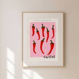 Chili Peppers Print, Chillies Poster, Kitchen Fruit Market Decor, Wall, Gallery Unframed - thumbnail 2