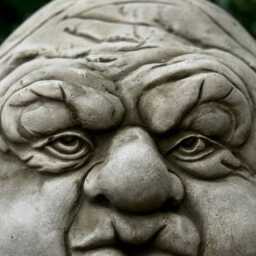 Grumpy Face Garden Statue Concrete Wall Sculpture Gothic Outdoor Decoration Moody Ornament Whimsical Cement Art Stone Decor - thumbnail 4