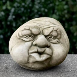 Grumpy Face Garden Statue Concrete Wall Sculpture Gothic Outdoor Decoration Moody Ornament Whimsical Cement Art Stone Decor - thumbnail 2