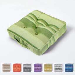 Luxury Morocco Striped Cotton Floor Cushion - 8 Colours 40x40x8 cm Seat Pad With Handle Indoor Outdoor Use Oeko-Tex?? Certified - thumbnail 1