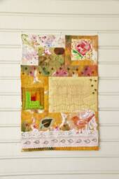 Art Quilt Wall Hanging With Hand Embroidery Paradise Bird, Snake, Waterlily