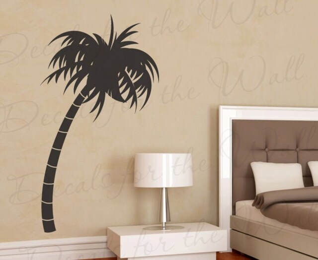 Palm Tree Wall Decal Vinyl Graphic Silhouette Hawaii Tropical Island Art Sticker Large Decoration Sign Decor Mural G32 - image 1