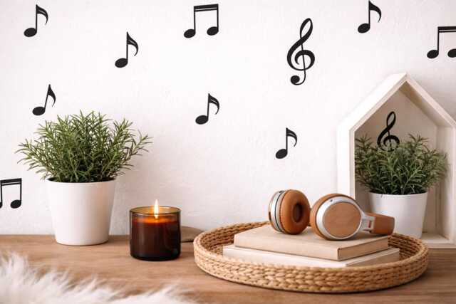 "Music Note Wall Decals, Peel & Stick Musical Notes Stickers, 72 Pack 1.75""-3.75" - image 1