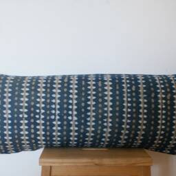 Hand Block Print Various Sizes Pillow Cover Blue Brown Kalamkari Linen - thumbnail 4
