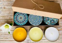 Set Of 3 Scented Candle Set - Gift Natural Handmade Vegan Candles in Decorative Box Meditation Housewarming Christmas Gifts - thumbnail 1