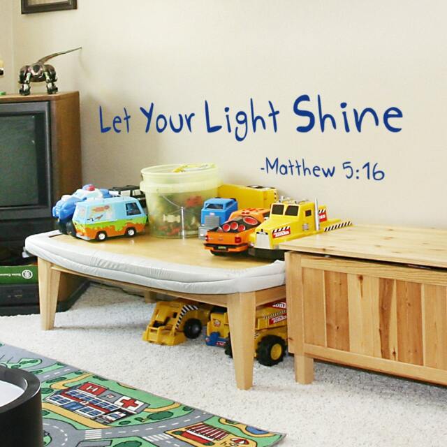 Let Your Light Shine Wall Decal, Childrens Or Playroom Decor Vinyl Lettering Art Decal - Nursery & Kids Matthew 516- 052 - image 1