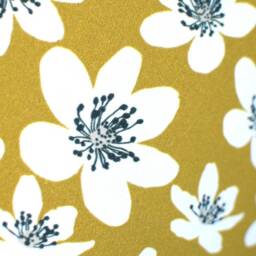 Ochre Floral Lampshade in Scandinavian Fabric, White Flower Pattern For Lamp Or Ceiling Drum Light Shade - thumbnail 3