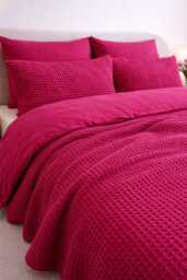 Carmin Waffle 100% Cotton Duvet Cover Set
