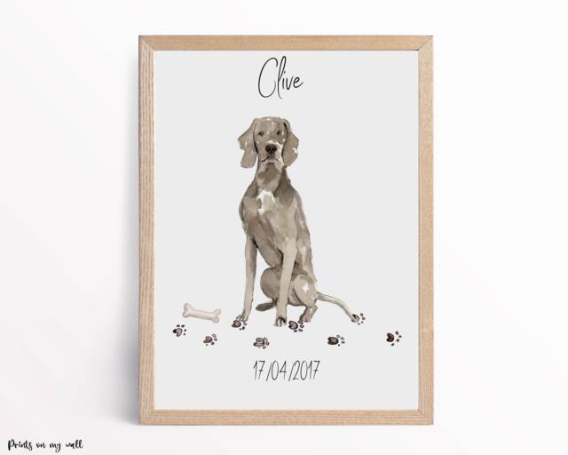 Personalized Weimaraner Print, Dog Wall Art, Pet Portrait - image 1