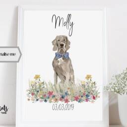 Personalized Weimaraner Print, Dog Wall Art, Pet Portrait - thumbnail 2