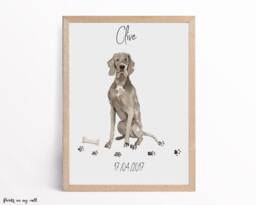 Personalized Weimaraner Print, Dog Wall Art, Pet Portrait - thumbnail 1