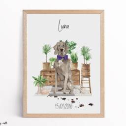 Personalized Weimaraner Print, Dog Wall Art, Pet Portrait - thumbnail 3