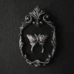 Luna Moth in Ornate Frame Wall Decor/Handmade Gothic Gallery Gap Filler By House Of Persephone Silver Or Gold Small Entomology Art - thumbnail 3