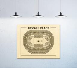 Vintage Edmonton Oilers Rexall Center Line Drawing Art Print - thumbnail 1