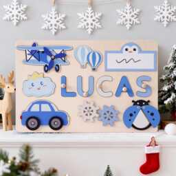 Personalized Baby Girl Name Puzzle, Custom Busy Boards, Wooden Kids Puzzle Toys, 1st Birthday Gift For Girl, Christmas Gift - thumbnail 2