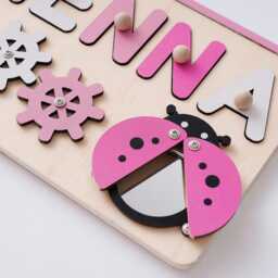 Personalized Baby Girl Name Puzzle, Custom Busy Boards, Wooden Kids Puzzle Toys, 1st Birthday Gift For Girl, Christmas Gift - thumbnail 4