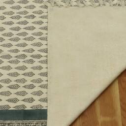Handwoven Green Black Cotton Rug, Modern Minimalist Abstract Design - thumbnail 4