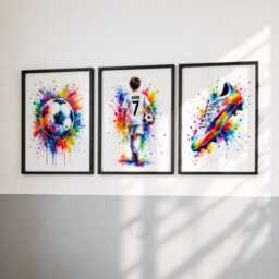 Personalised Football Decor - Boys Bedroom Poster Prints, Kids Soccer Wall Art Set Of 3 - thumbnail 3